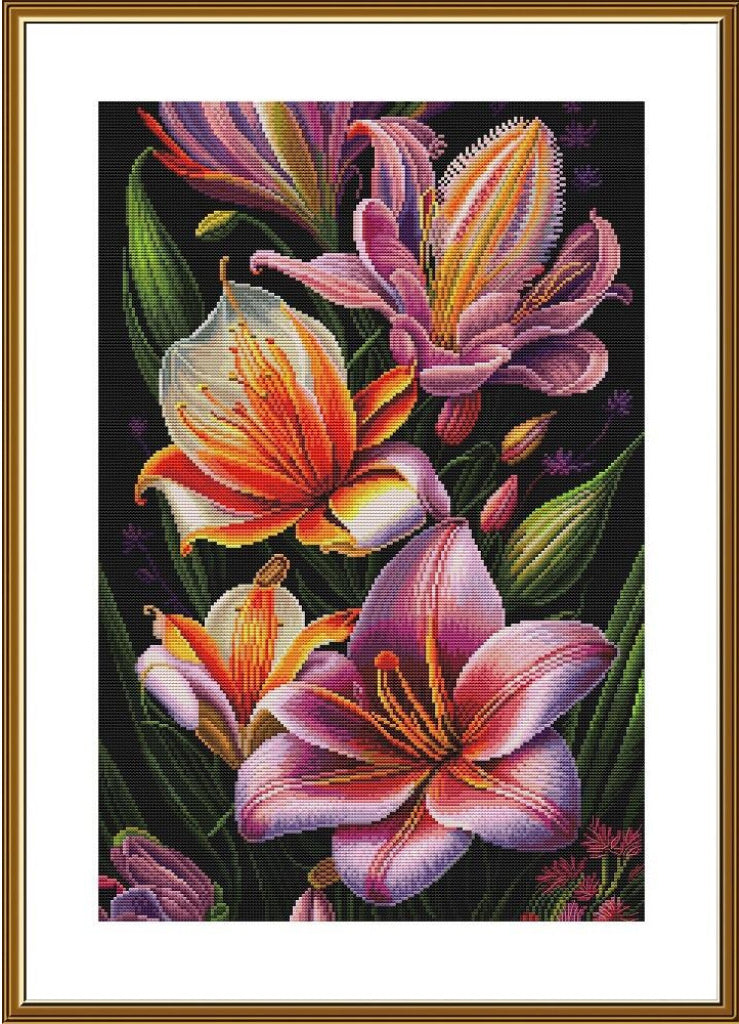 Counted Cross Stitch Kit Lilies Flowers DIY Nova Sloboda
