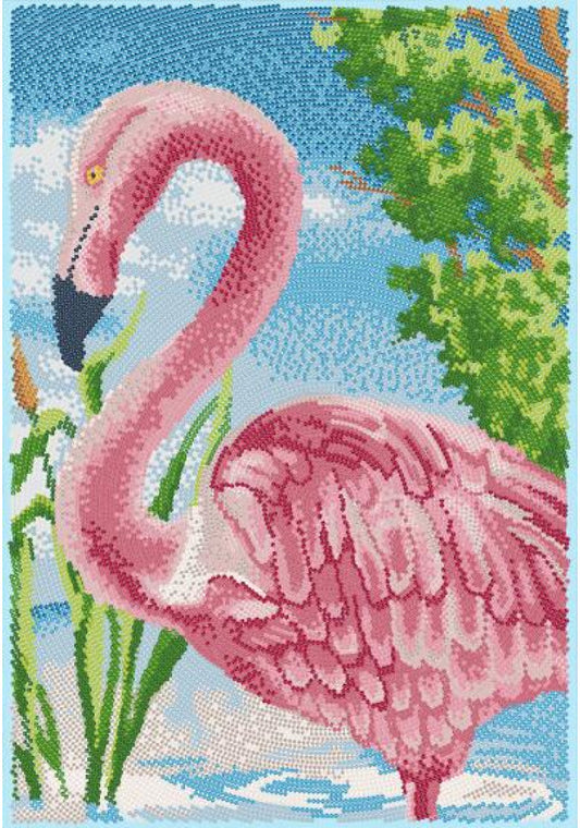 Kit de broderie de perles Flamingo DIY Point de croix de perles Couture de perles 