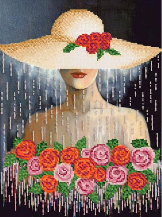 Bead Embroidery Kit Lady with roses DIY Marichka