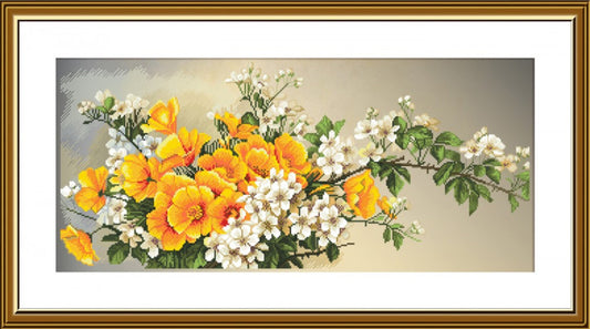 Counted Cross Stitch Kit Cherry Blossoms DIY Nova Sloboda