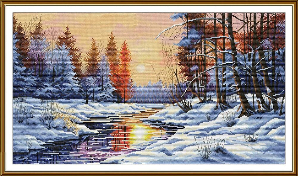 Counted Cross Stitch Kit Winter sunset DIY Nova Sloboda