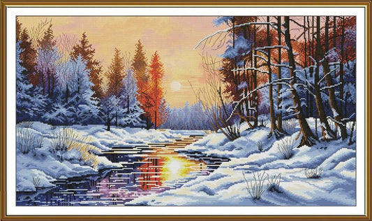 Counted Cross Stitch Kit Winter sunset DIY Nova Sloboda