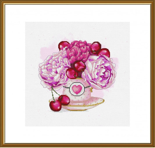 Counted Cross Stitch Kit Peonies Flowers DIY Nova Sloboda