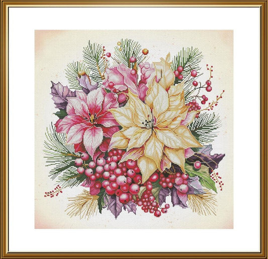 Counted Cross Stitch Kit Christmas flowers DIY Nova Sloboda