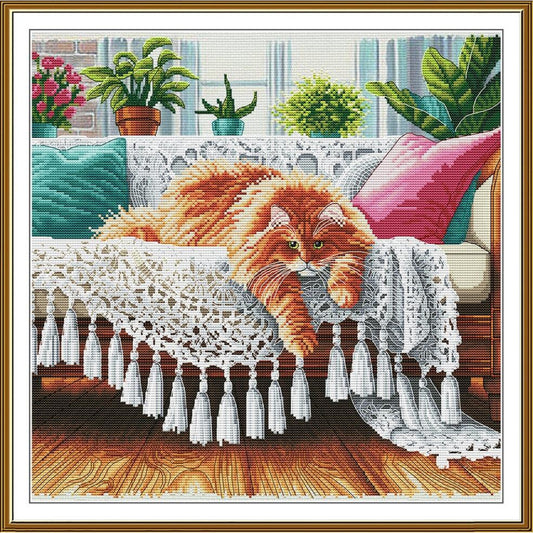 Counted Cross Stitch Kit Red cat DIY Nova Sloboda