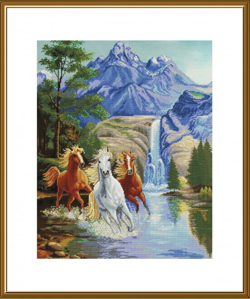 Counted Cross Stitch Kit Horses DIY Nova Sloboda