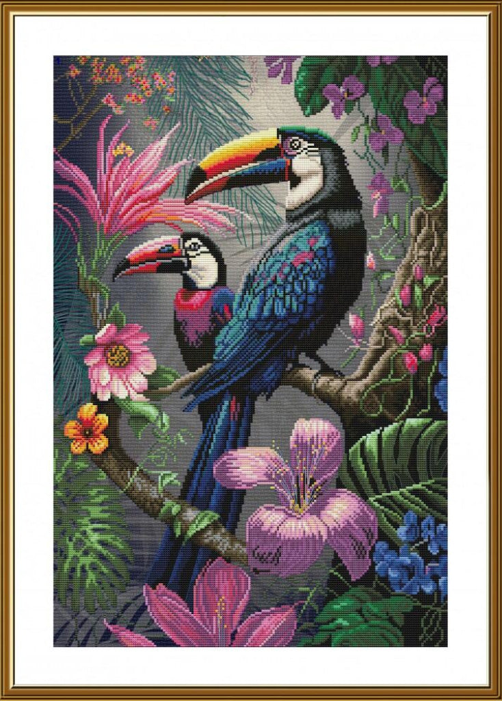 Counted Cross Stitch Kit Tropical birds DIY Nova Sloboda