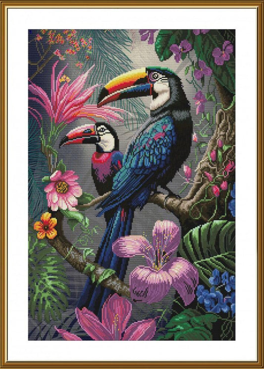 Counted Cross Stitch Kit Tropical birds DIY Nova Sloboda