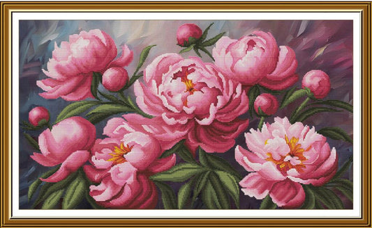 Counted Cross Stitch Kit Peonies Flowers DIY Nova Sloboda