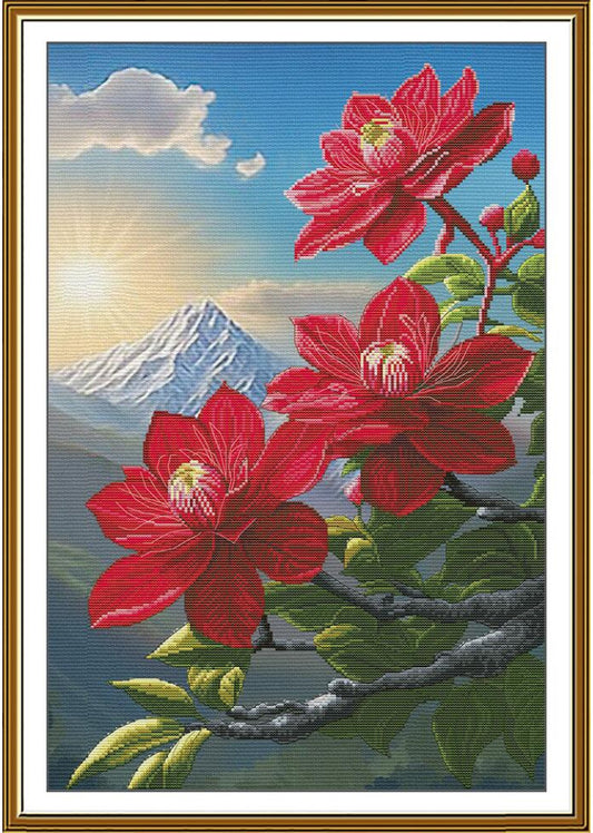 Counted Cross Stitch Kit Mountain flowers DIY Nova Sloboda