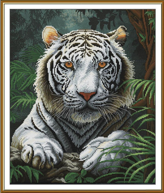 Counted Cross Stitch Kit White tiger DIY Nova Sloboda