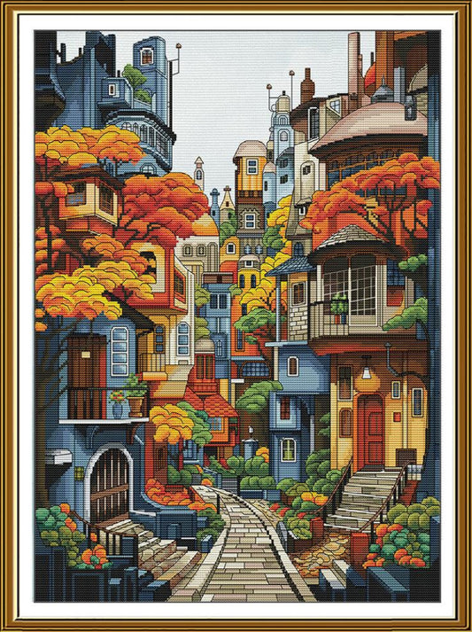 Counted Cross Stitch Kit Autumn city DIY Nova Sloboda