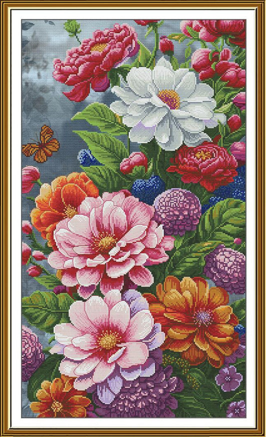 Counted Cross Stitch Kit Bright Flowers DIY Nova Sloboda