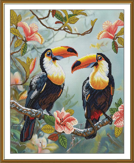 Counted Cross Stitch Kit Tropical birds DIY Nova Sloboda