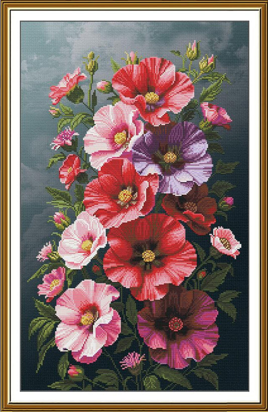 Counted Cross Stitch Kit Mallow Flowers DIY Nova Sloboda