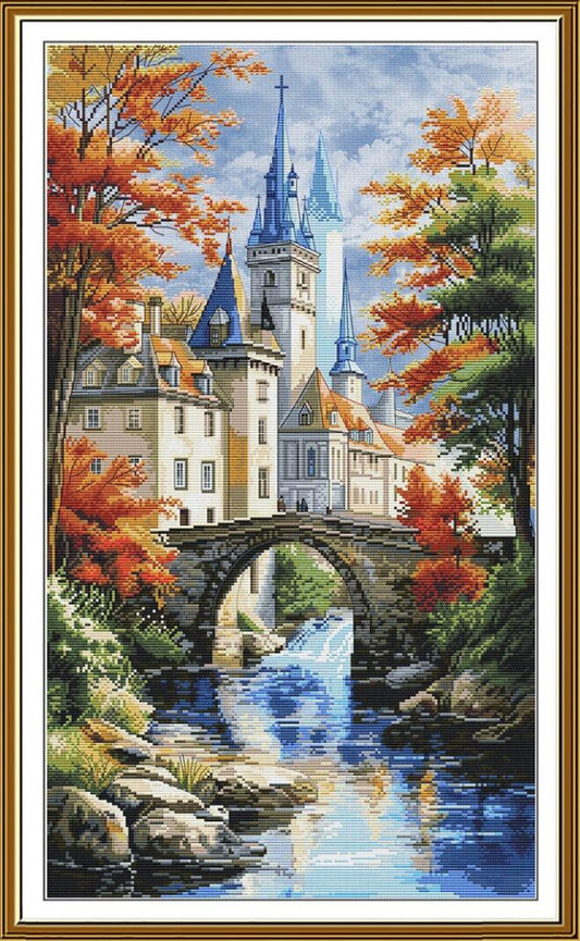 Counted Cross Stitch Kit Castle Landscape DIY Nova Sloboda