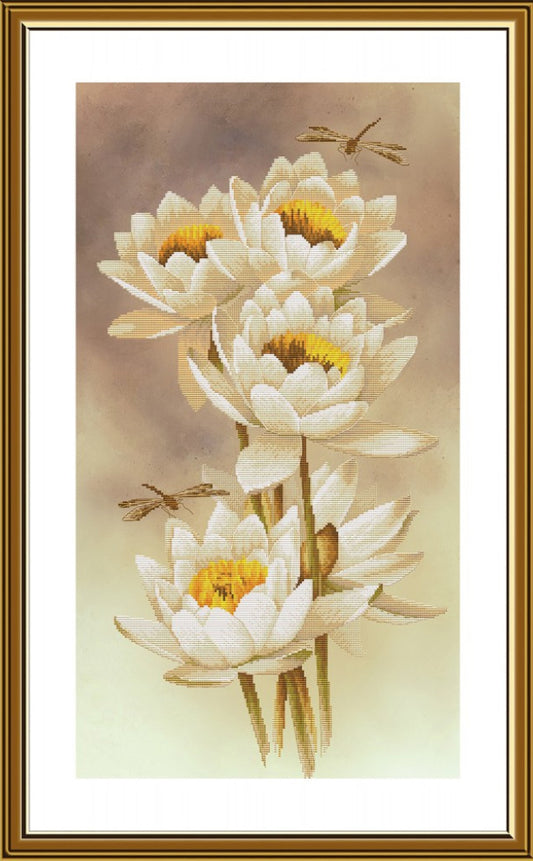 Counted Cross Stitch Kit Water lilies Flowers DIY Nova Sloboda
