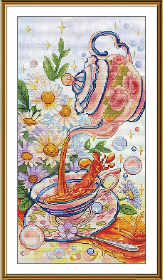 Counted Cross Stitch Kit Chamomile Tea DIY Nova Sloboda