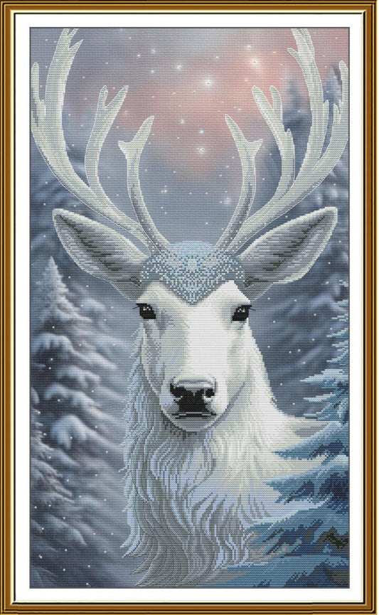 Counted Cross Stitch Kit White reindeer DIY Nova Sloboda