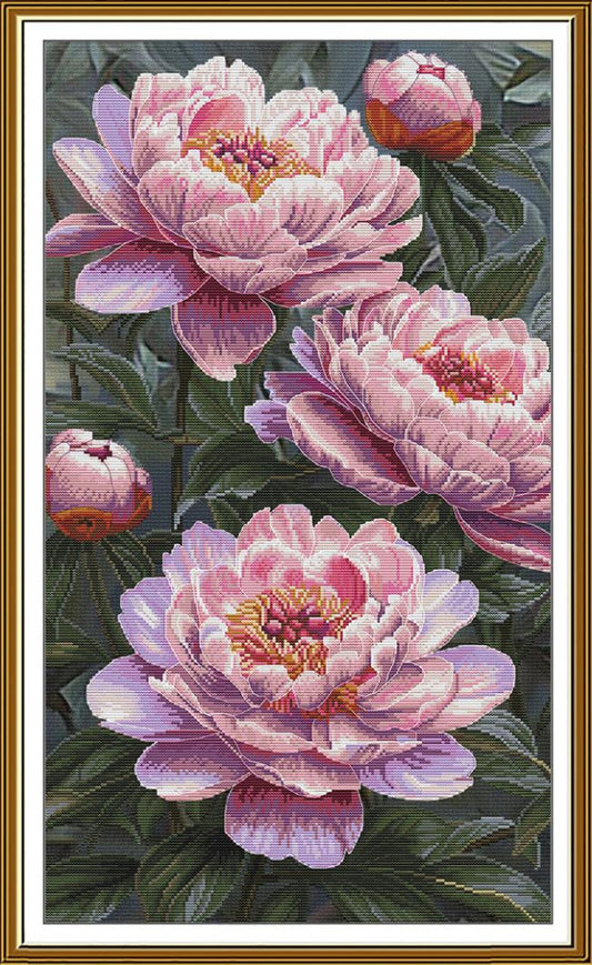 Counted Cross Stitch Kit Peonies Flowers DIY Nova Sloboda