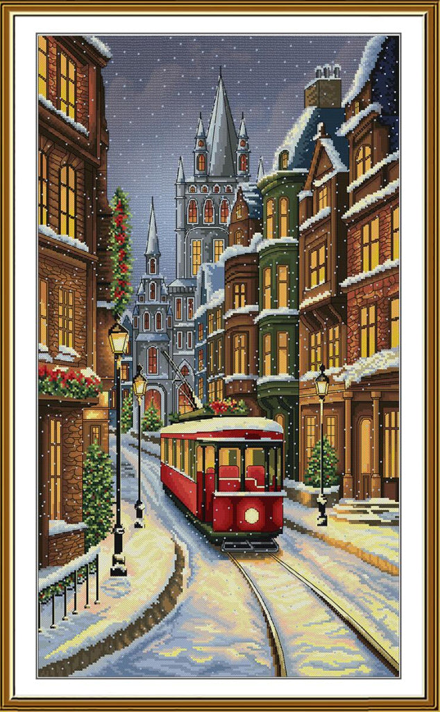 Counted Cross Stitch Kit Christmas City DIY Nova Sloboda