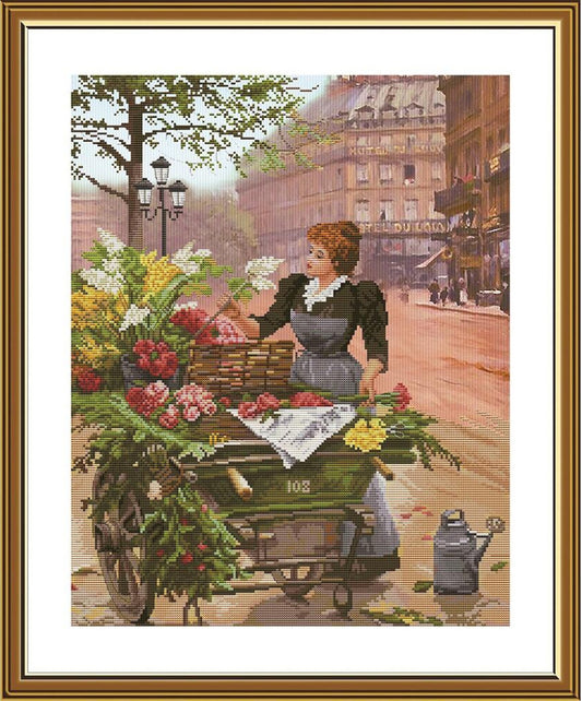 Counted Cross Stitch Kit Montmartre Flower Girl DIY Nova Sloboda