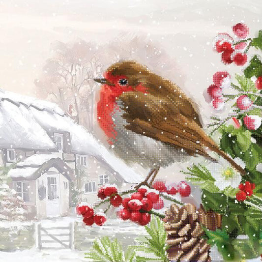 Bead Embroidery Kit Winter bird DIY Tela Artis