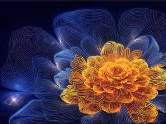 Colorful abstract flower design on a dark background