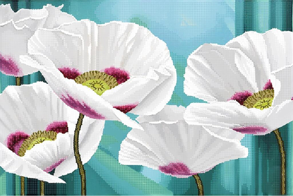 Full Bead Embroidery Kit Poppies Flowers DIY Tela Artis