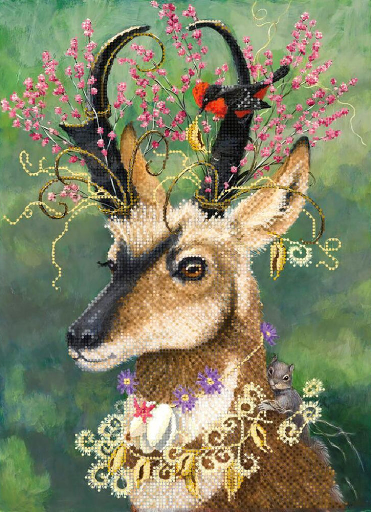 Bead Embroidery Kit Goat in flowers DIY Tela Artis