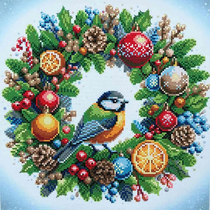 Bead Embroidery Kit "Christmas Wreath with Bird" DIY by Virena