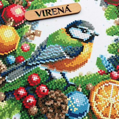 Bead Embroidery Kit "Christmas Wreath with Bird" DIY by Virena