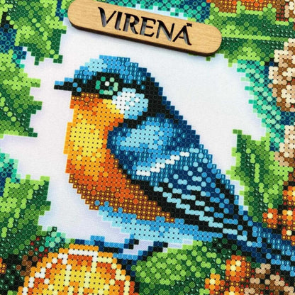 Bead Embroidery Kit "Winter Wreath with Bird" DIY by Virena