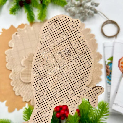 Bead Embroidery Kit on Wood Christmas Wreath DIY Virena