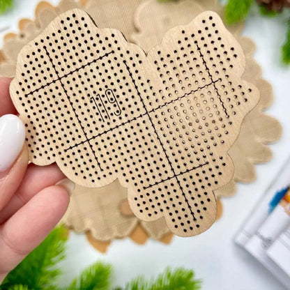 Bead Embroidery Kit on Wood Christmas Wreath DIY Virena