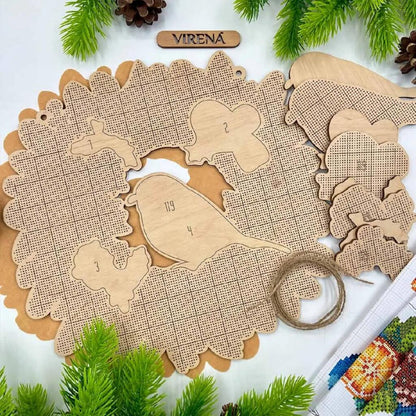 Bead Embroidery Kit on Wood Christmas Wreath DIY Virena