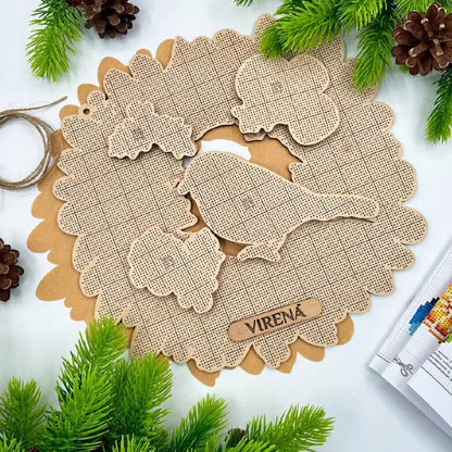 Bead Embroidery Kit on Wood Christmas Wreath DIY Virena