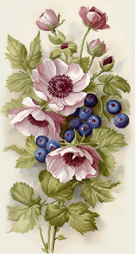 Bead Embroidery Kit Anemones DIY Tela Artis