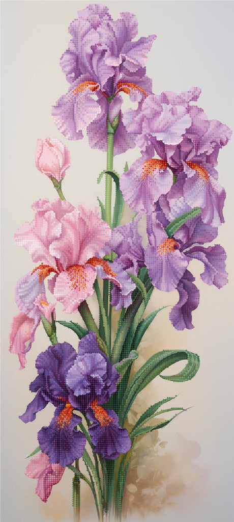 Bead Embroidery Kit Irises Flowers DIY Tela Artis