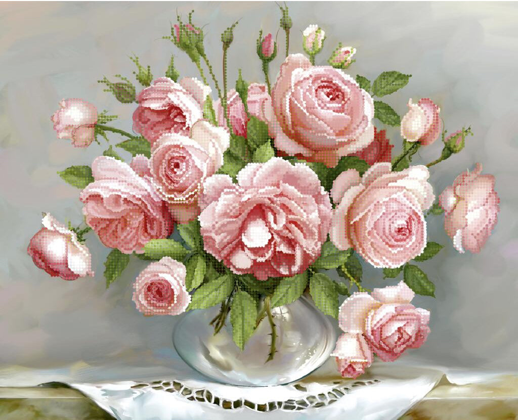 Bead Embroidery Kit Roses Flowers DIY Tela Artis