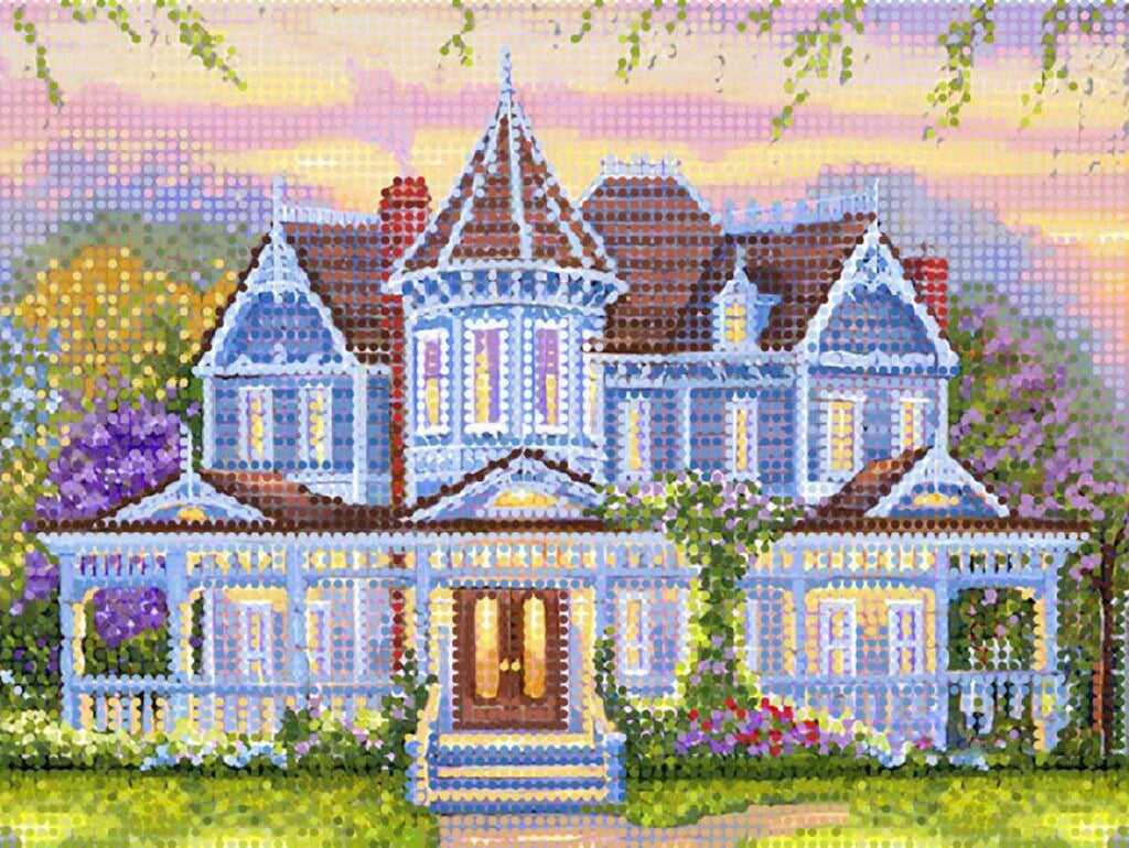Full Bead Embroidery Kit Spring House DIY Tela Artis