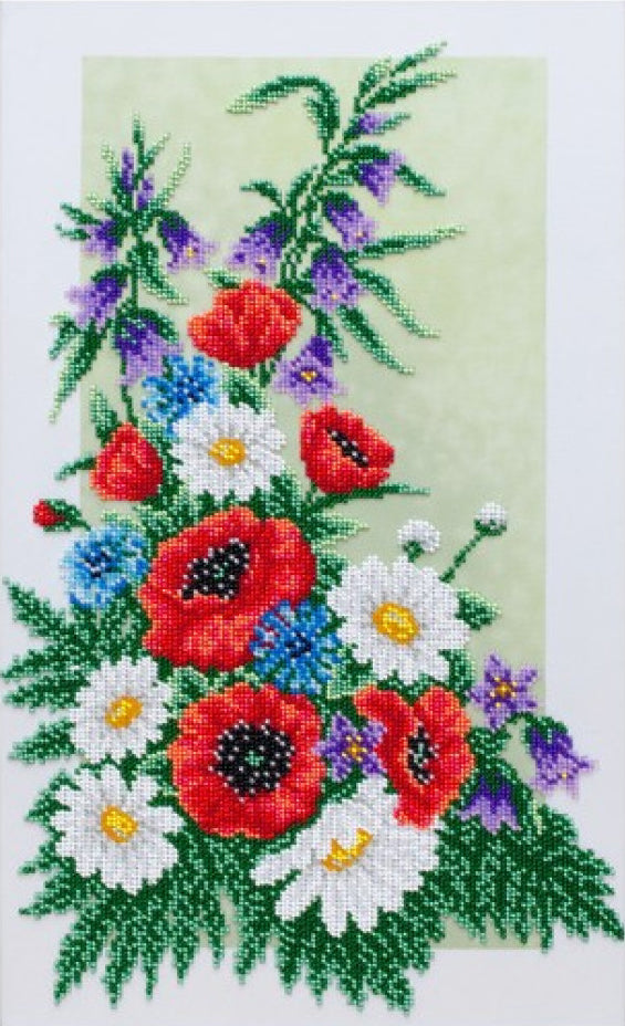 Bead Embroidery Kit Poppies Flowers DIY VDV