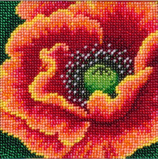 Bead Embroidery Kit Poppy Flowers DIY VDV