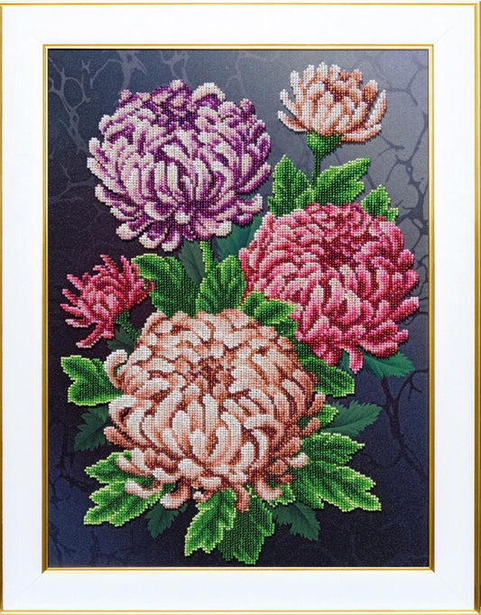 Kit de broderie de perles Chrysanthèmes Fleurs DIY