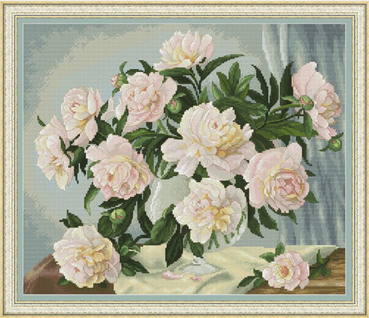 Counted Cross Stitch Kit Peonies Flowers DIY Olanta