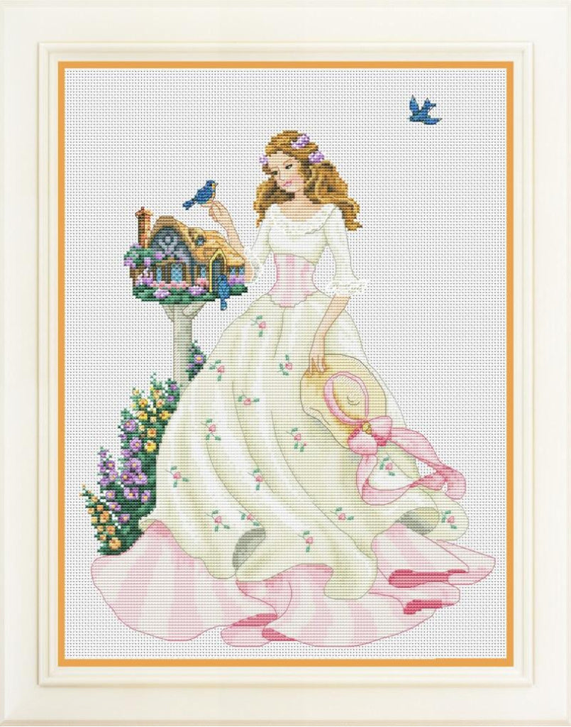 Counted Cross Stitch Kit Girl with birds DIY Olanta