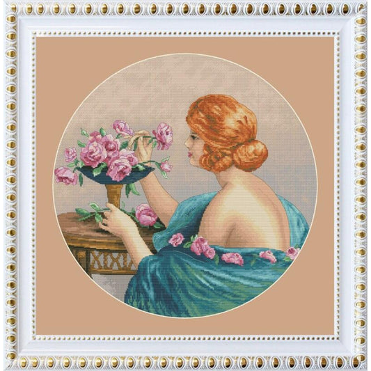 Counted Cross Stitch Kit Girl with roses DIY Olanta