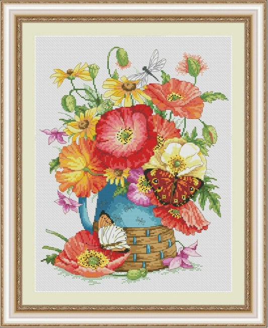 Counted Cross Stitch Kit Poppies Flowers DIY Olanta