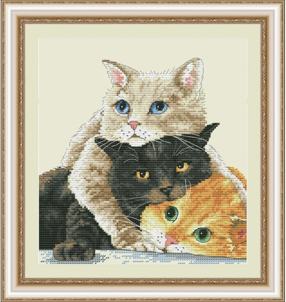 Counted Cross Stitch Kit Cats DIY Olanta