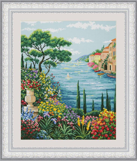 Counted Cross Stitch Kit Italian coast DIY Olanta